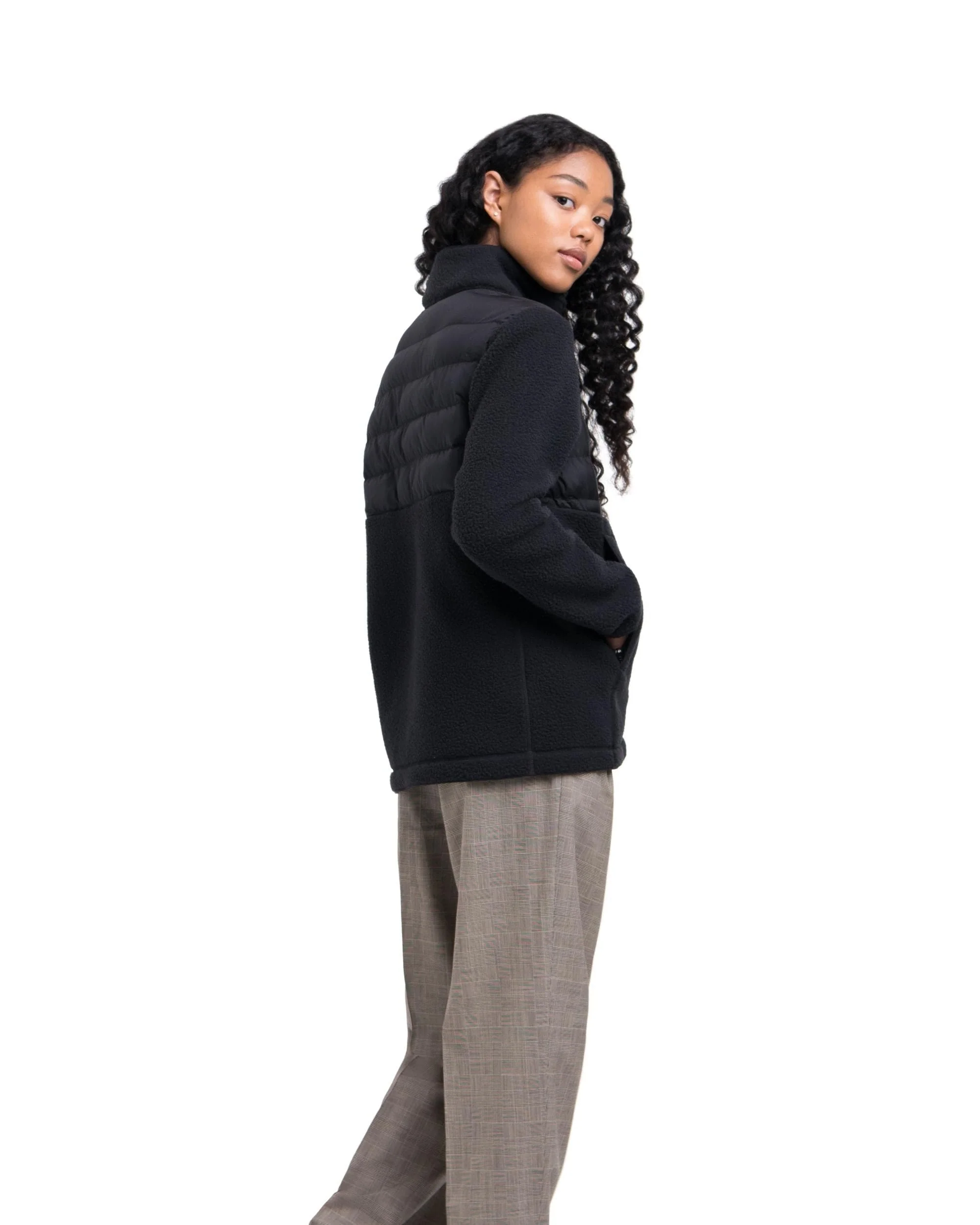 Women S Hybrid Sherpa Full Zip Black - Image 7