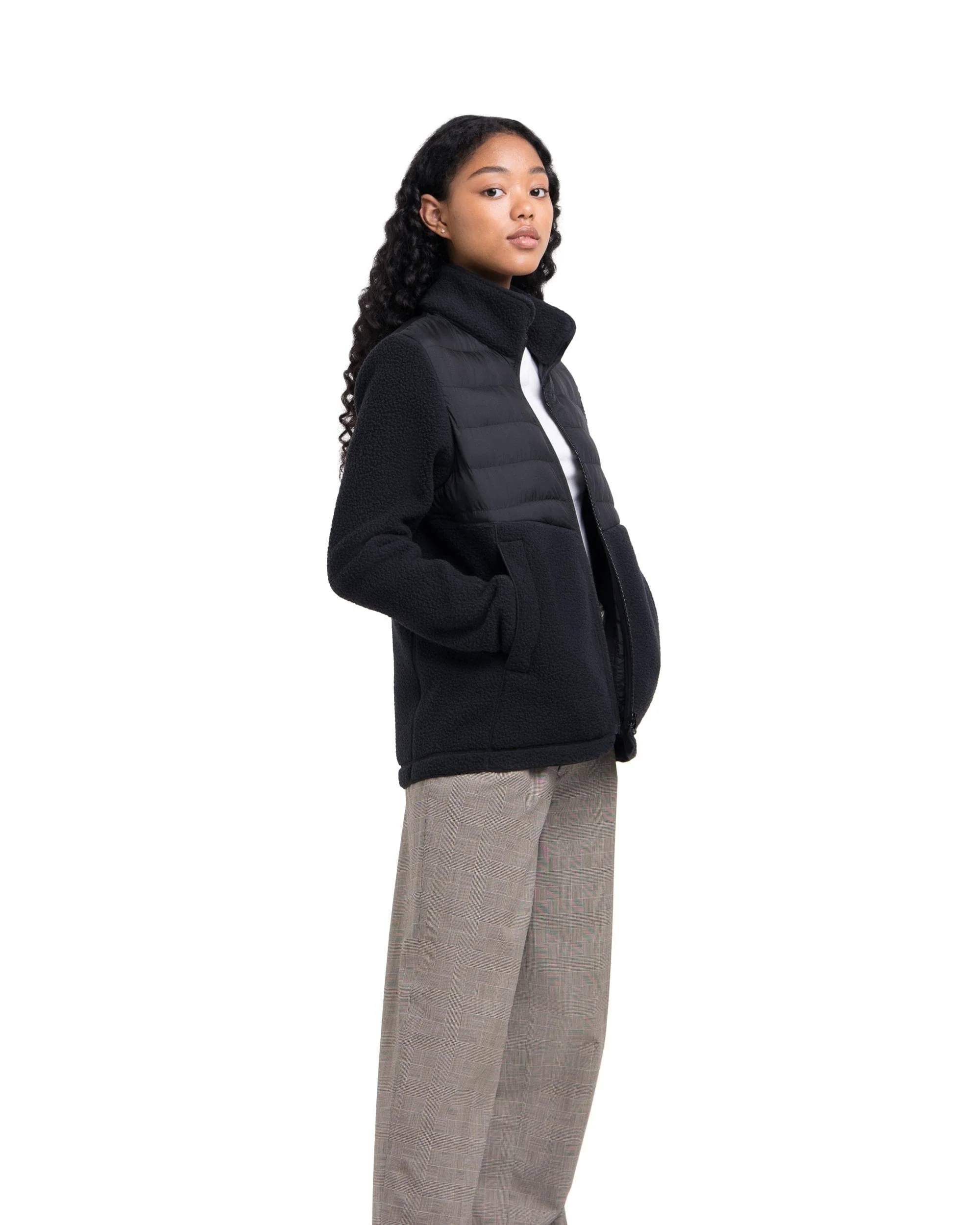 Women S Hybrid Sherpa Full Zip Black - Image 8